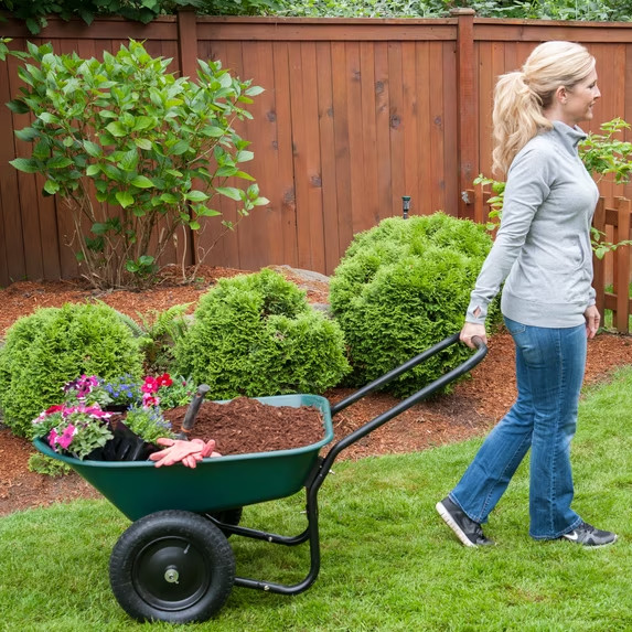 Marathon Yard Rover Poly Tray, 2-Wheel Home Garden Wheelbarrow Cart, 300lb gallery