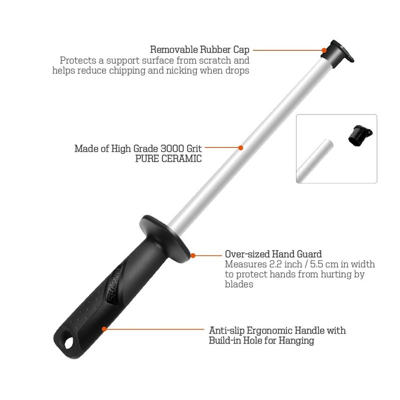 Professional Ceramic Sharpening Fine Honing Rod Steel Kitchen Knife Sharpener gallery