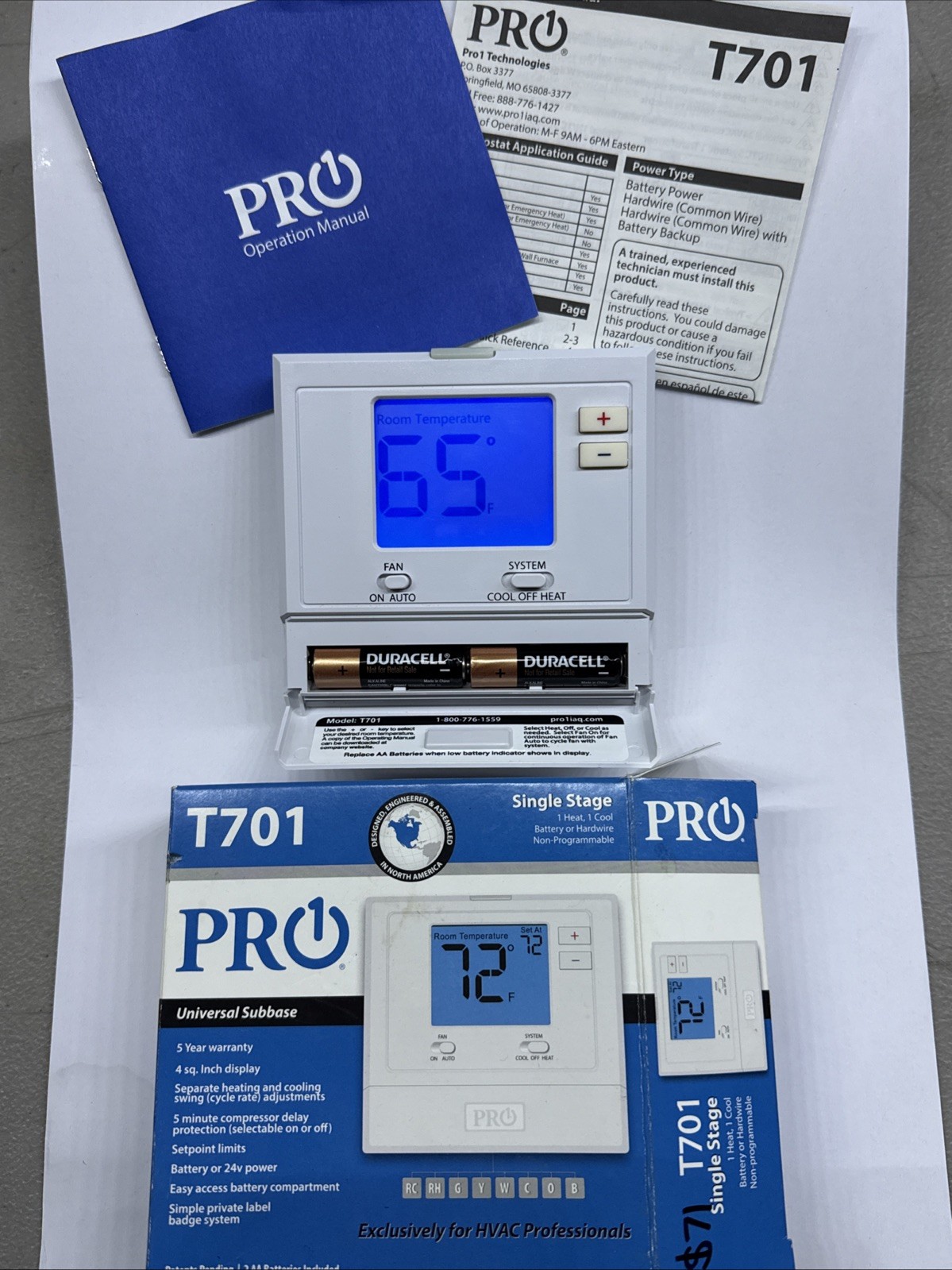 T701 - Pro1 IAQ Single Stage Non-Programmable Thermostat gallery