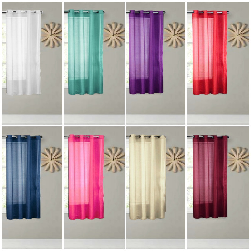 2PC SOLID SHEER VOILE PANEL INDOOR WEDDING GROMMETS WINDOW CURTAIN gallery