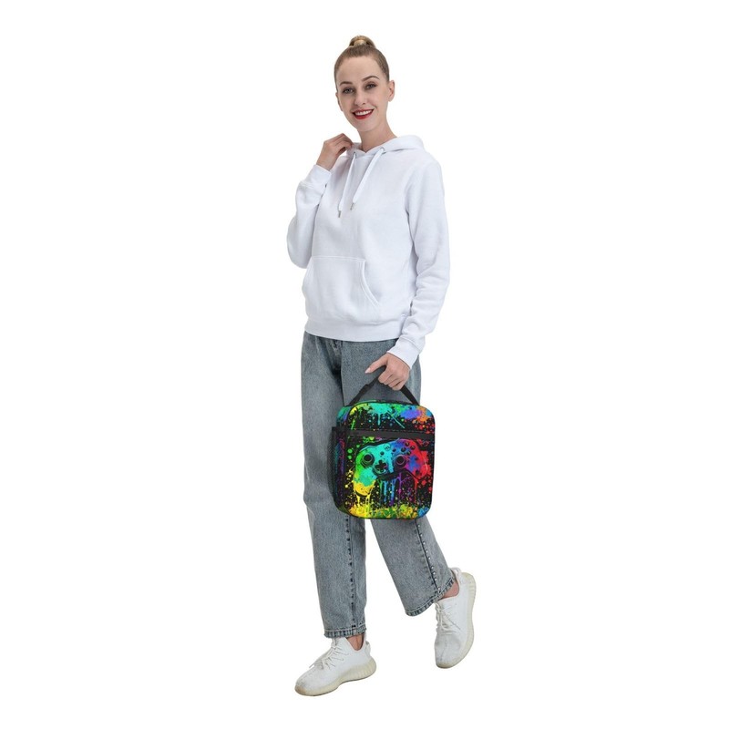 Video Game Controller Insulated Lunch Bag Colorful Abstract Art Portable Tote gallery