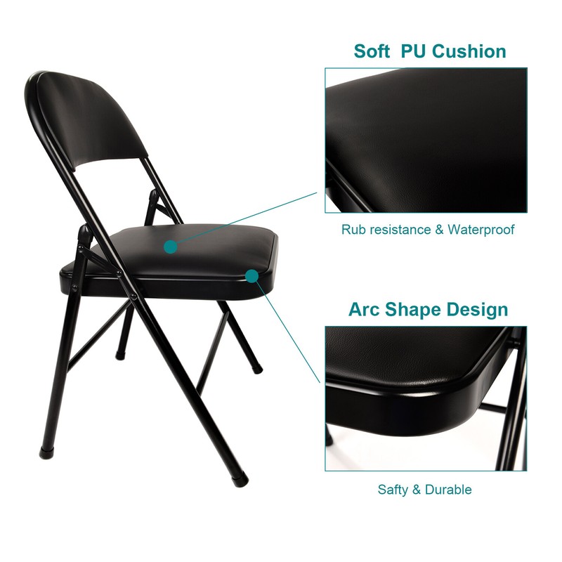 5 Pcs Portable Folding Card Table Square and Chairs Set with Vinyl Upholstery gallery