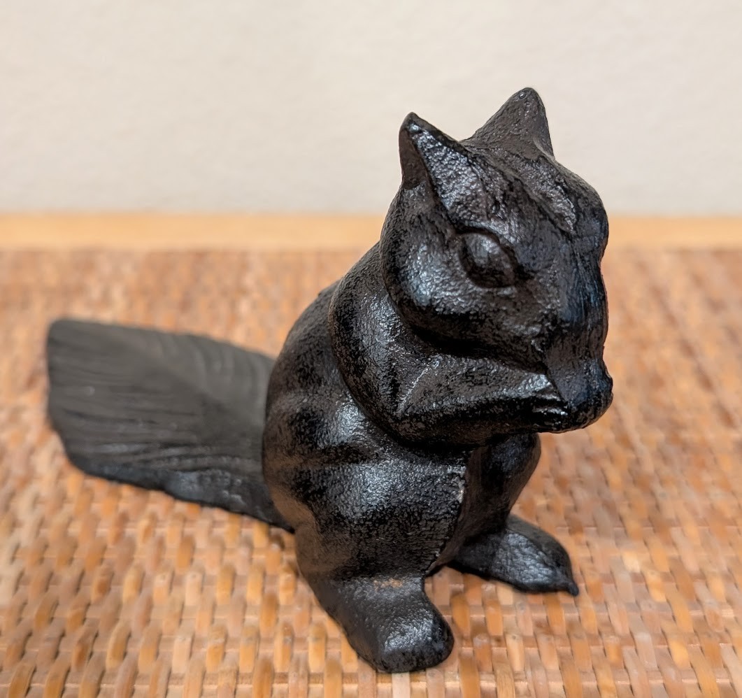 Rustic Cast Iron Standing Chipmunk Squirrel with Long Tail Door Stopper Wedge gallery
