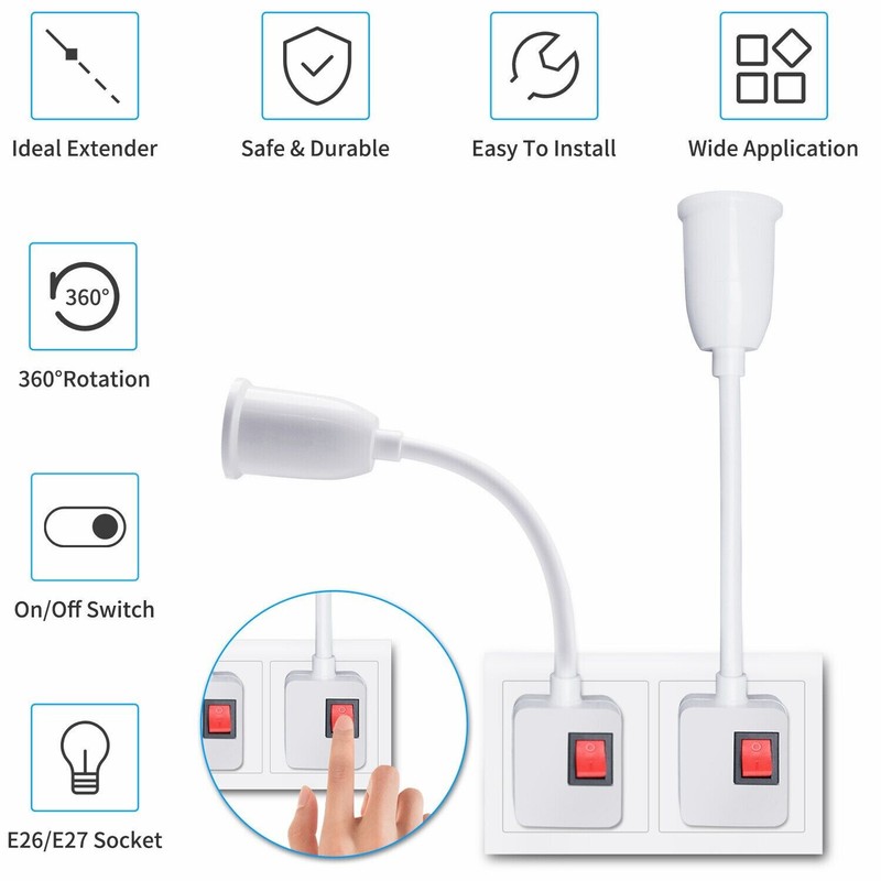 1/2/3 Pack E26 E27 LED Light Bulb Lamp Holder Flexible Extension Adapter Socket gallery