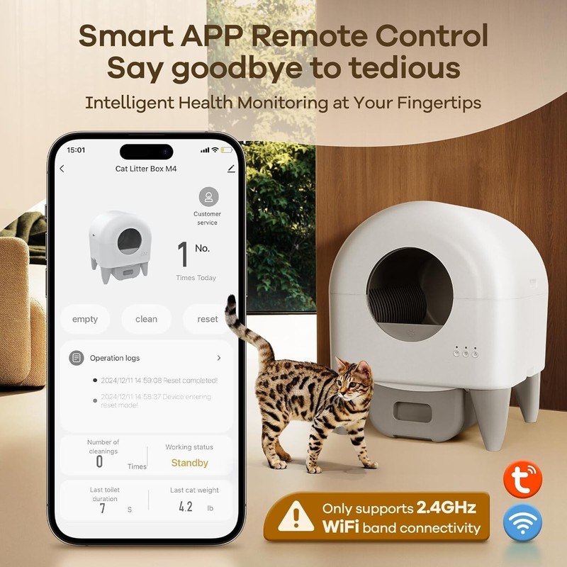 Automatic Smart Self-Cleaning Cat Litter Box Large Capacity for Cats App Control gallery