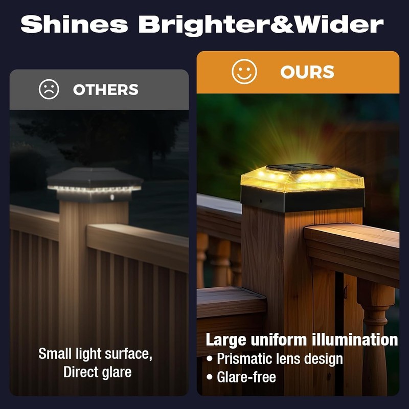 4x4'' Solar Post Cap Lights 3 Modes Dimmable Outdoor Garden Yard Deck Fence Lamp gallery
