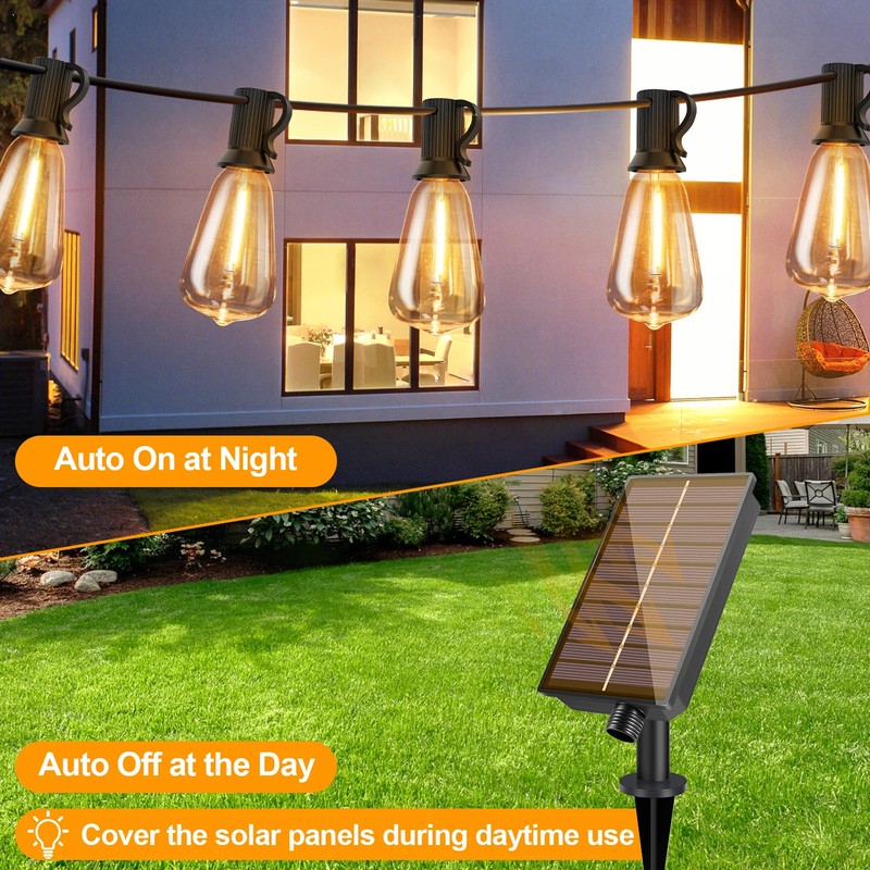 Solar String Lights 33-100FT ST38 Shatterproof Bulbs Waterproof for Patio Garden gallery