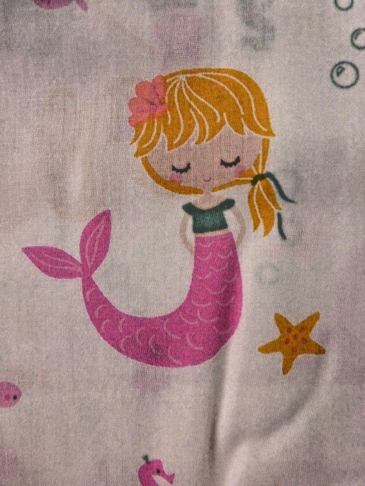 Authentic Kids FULL SIZE Mermaid Sheet Set 100% Cotton Pink Teal White Ocean NEW gallery