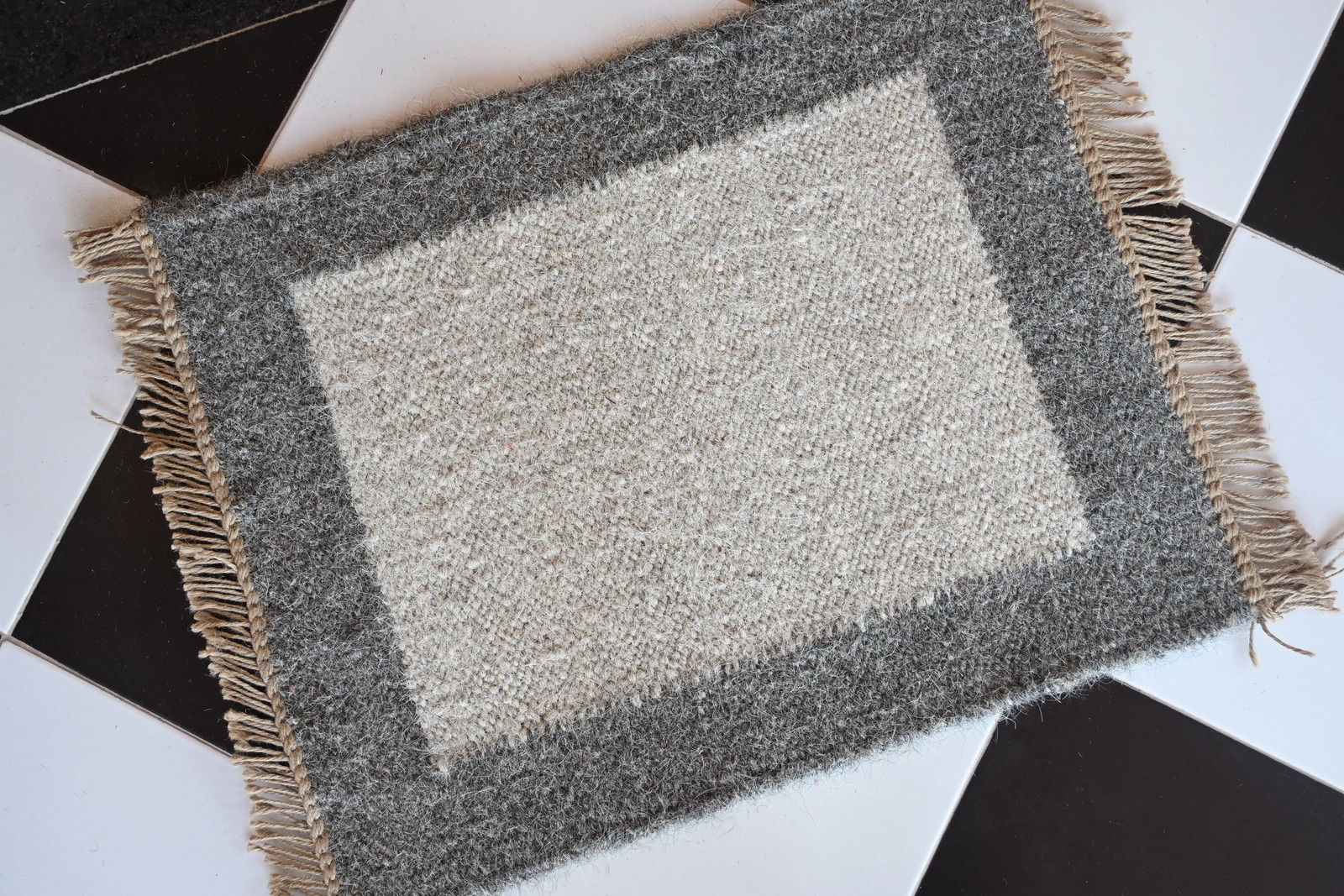 Rugmoda Cotton Grey & Ivory Bordered Doormat 1.5x2 ft Entryway Accent Rug gallery