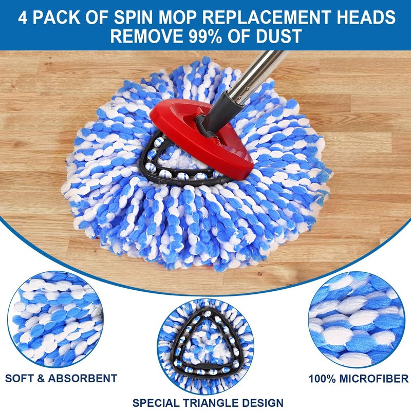 4 Pack Mop Replace Heads for O Cedar Rinse Clean 2 Tank System gallery