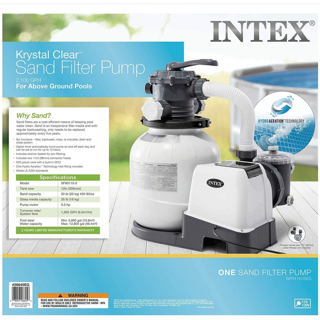 Intex Krystal Clear Sand Filter System with Pump and Hydro Aeration Technology gallery