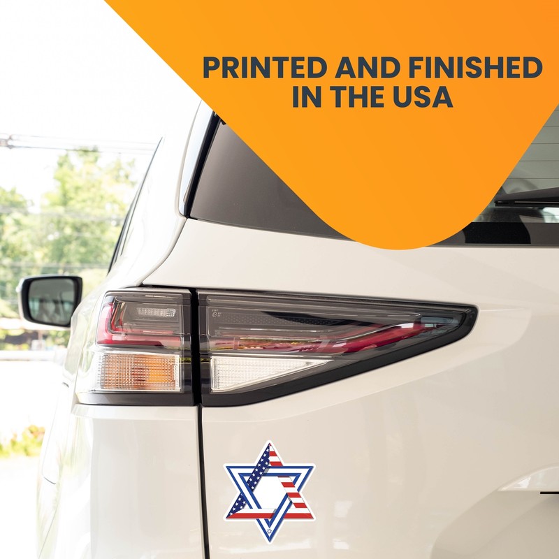 Magen David Star Shaped Combo American and Israeli Flag Magnet Decal, 4.5x5 in gallery