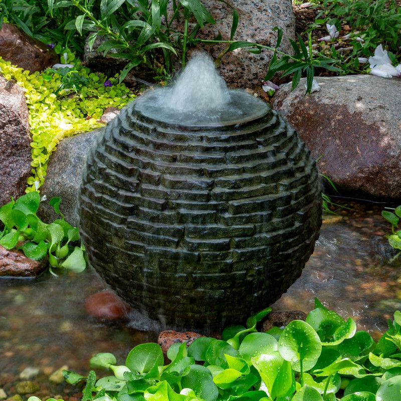 18 Inch Dia (46 Cm) Stacked Sphere Outdoor Fountain, Slate Gray gallery