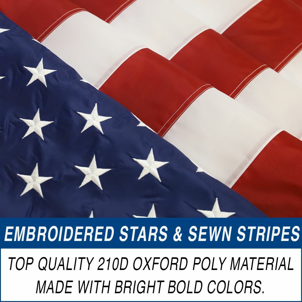 American Flag Patriotic Bunting & Flag Pulldown 50 Embroidered Stars 20" x8' gallery