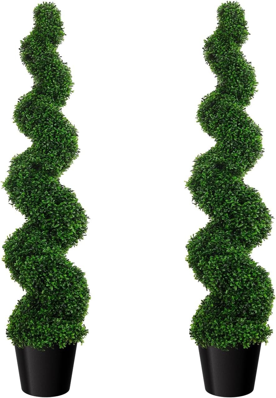 5'/4'/3.2'/3' Artificial Cone Boxwood Tower Topiary Faux Tree 2pcs UV Outdoor gallery