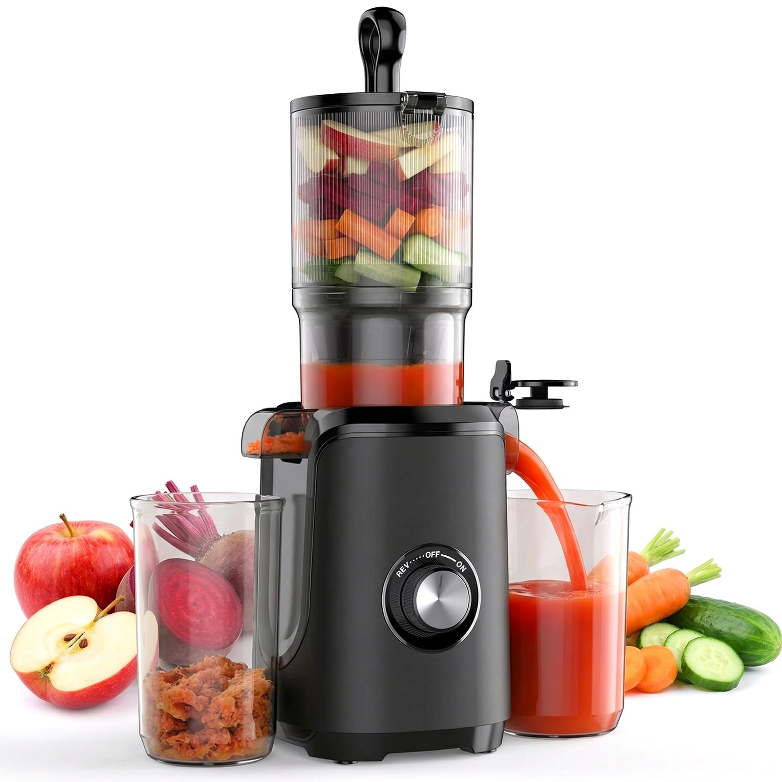 Cold Press Juicer,4.25" Wide Feed Chute,Slow Juicer for Whole Fruits&Vegetables gallery