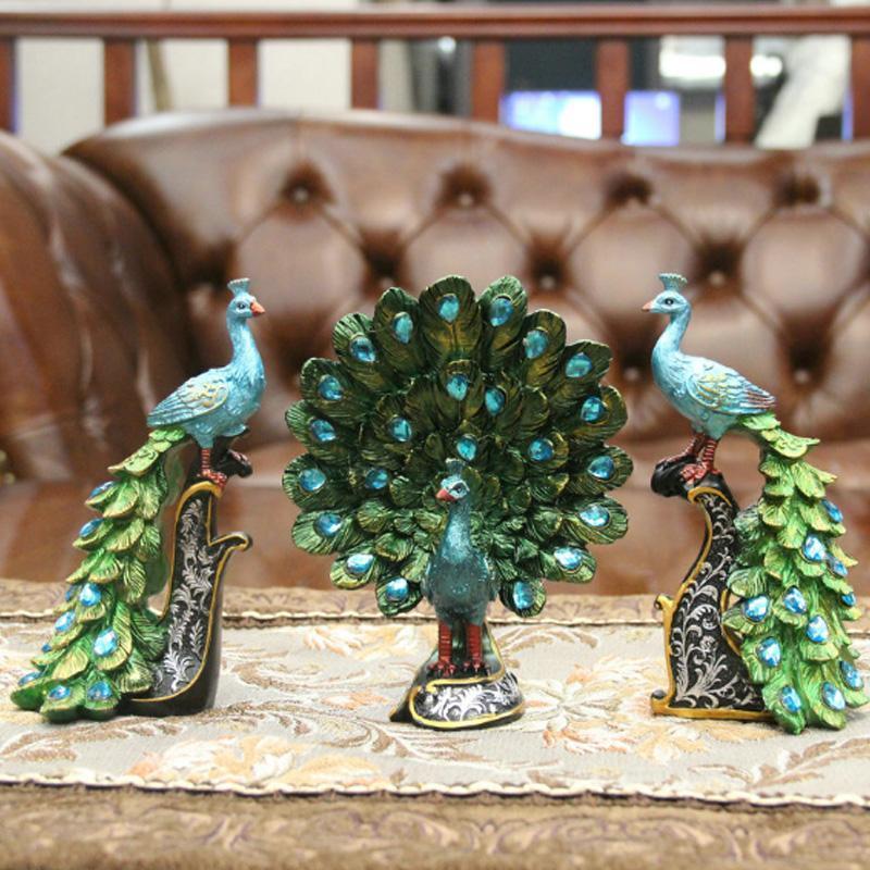 Small Peacock Resin Crafts Statues Best Gift Figurine Home Art Decor Figures New gallery