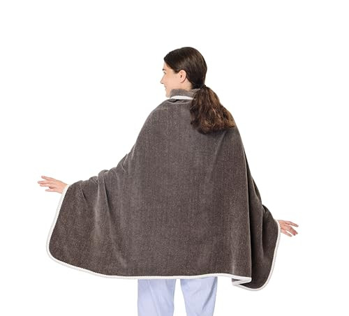 Fleece Wearable Blanket, Comfy Poncho Throw with 55 Inch Chenille Darkgrey gallery