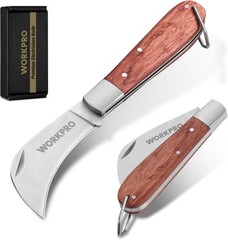 WORKPRO Plain Edge/Curved Blades Electrician Knife Folding Pocket Utility Knife