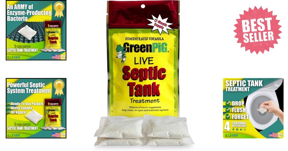 Septic Tank Treatment Packets – Septic-Safe Enzyme Treatment for Preventative...