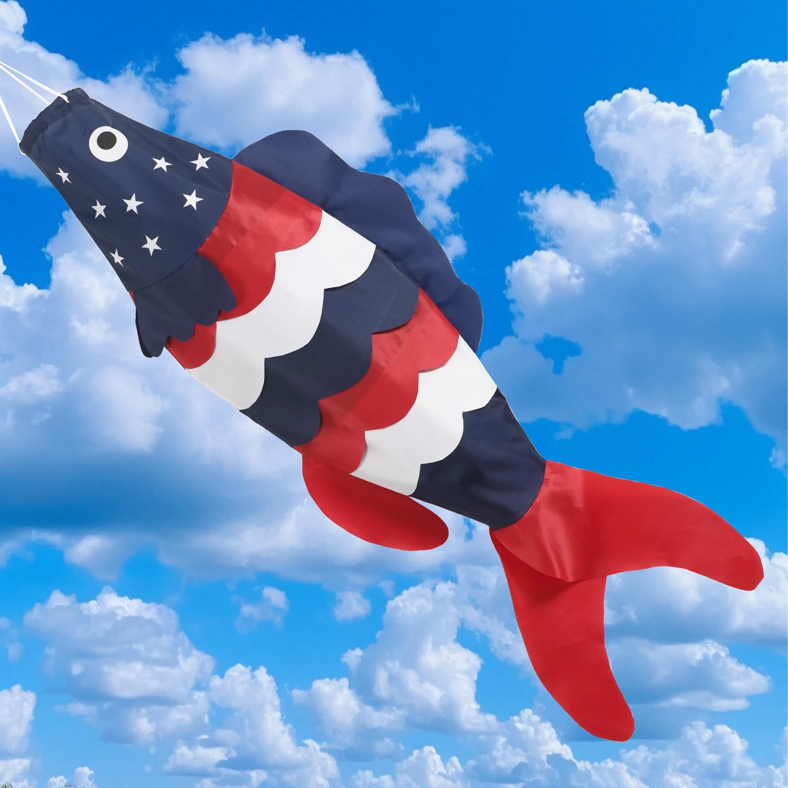 NOVWANG 40 Inch USA American Fish Windsock, Fish Windsock 4th of July Windsoc... gallery