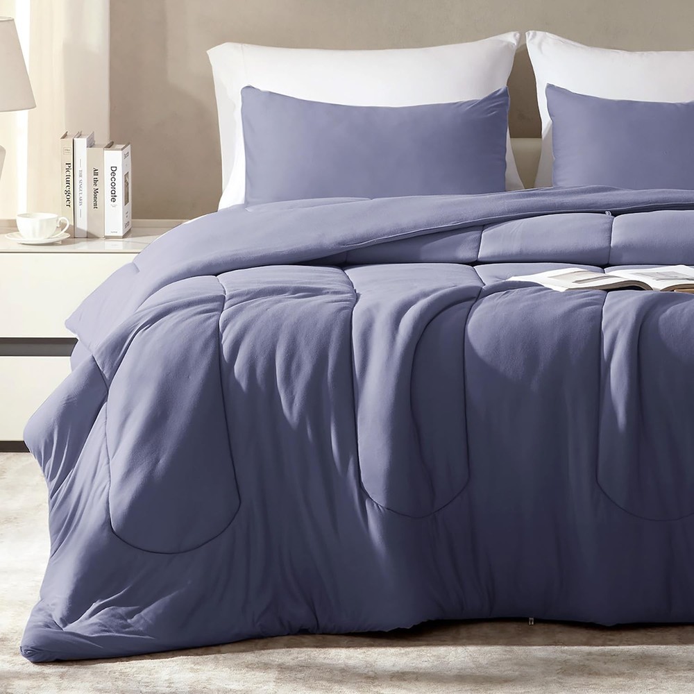 SLEEP ZONE Full Size Comforter Set, Breathable Jersey Knit Soft Duvet Insert ...