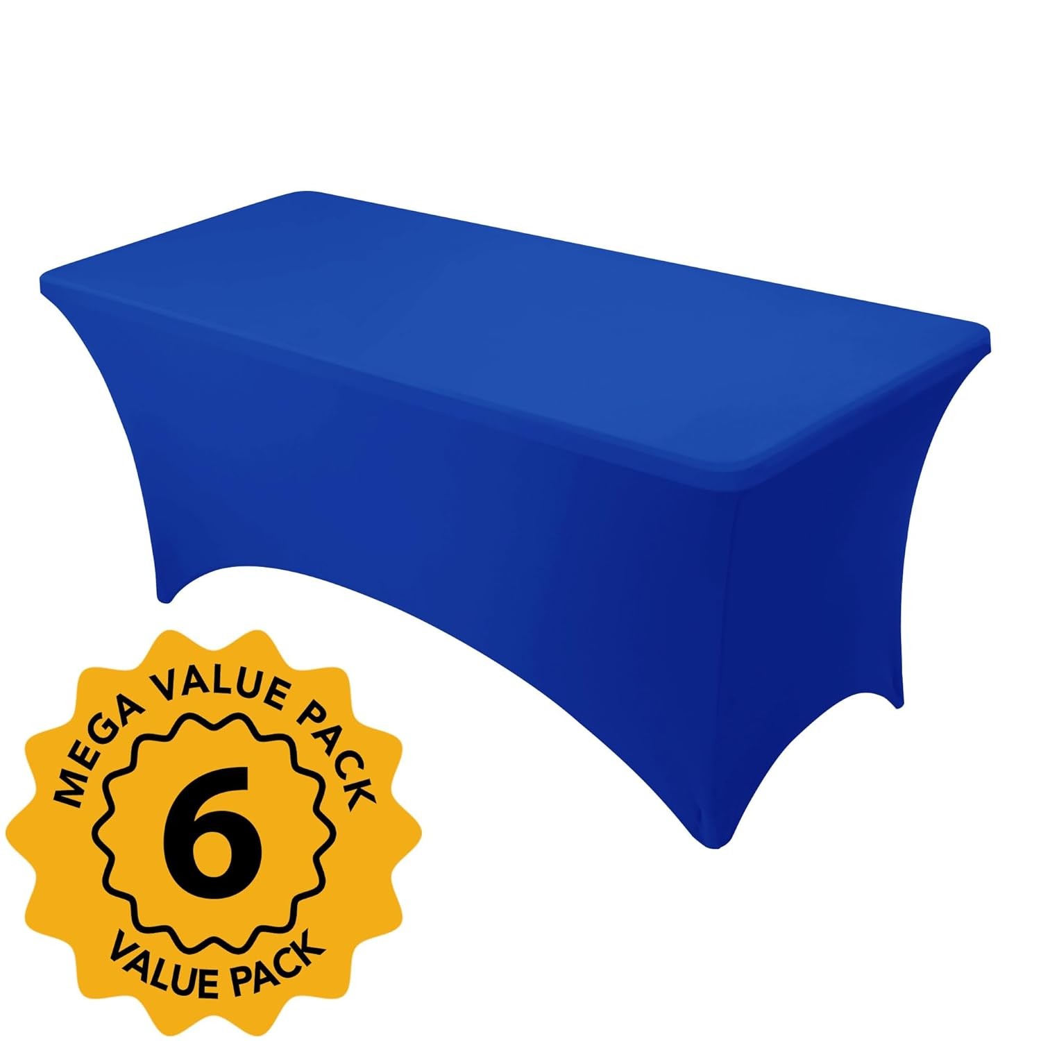 Royal Blue Premium Spandex 6ft Rectangle Tablecloths Stain Resistant 6-Pack Set gallery