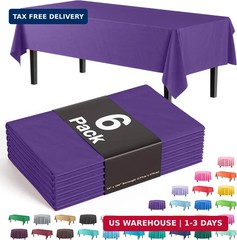 Exquisite Party Solids 6-Pack Premium Plastic Tablecloth 54in. x 108in. Rectangl