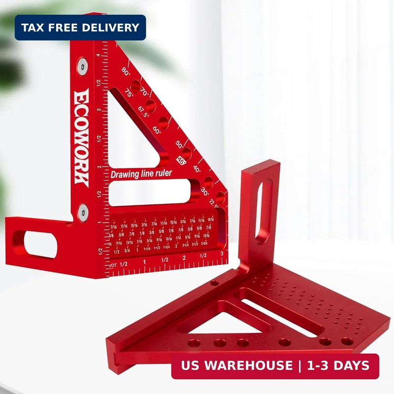 3D Multi-Angle Measuring Ruler Woodworking Square, High Precision Aluminum Alloy gallery