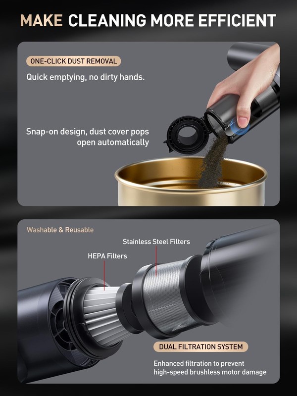 Mini Car Vacuum Portable Cordless, 20000PA Powerful Suction,7800mAh,High Powe... gallery