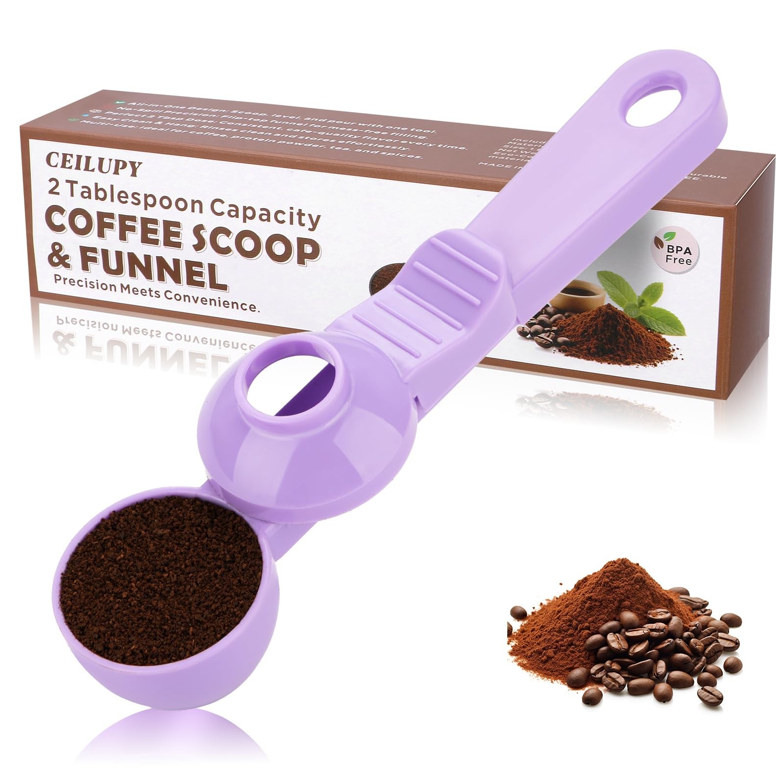 2-in-1 Coffee Scoop with Funnel, 2 Teaspoon Measuring Spoon for Reusable Pods... gallery