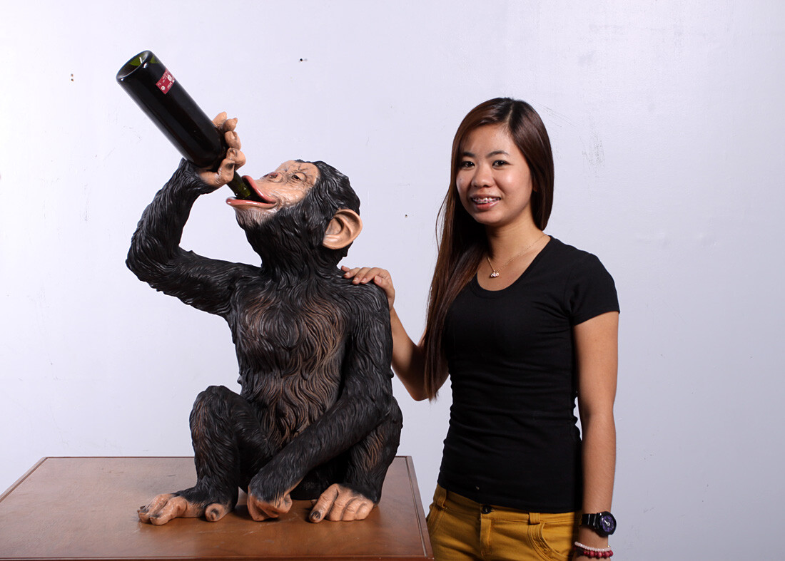 Boozy Monkey Chimpanzee Life Size Resin Statue Safari Jungle Theme Decor Prop gallery