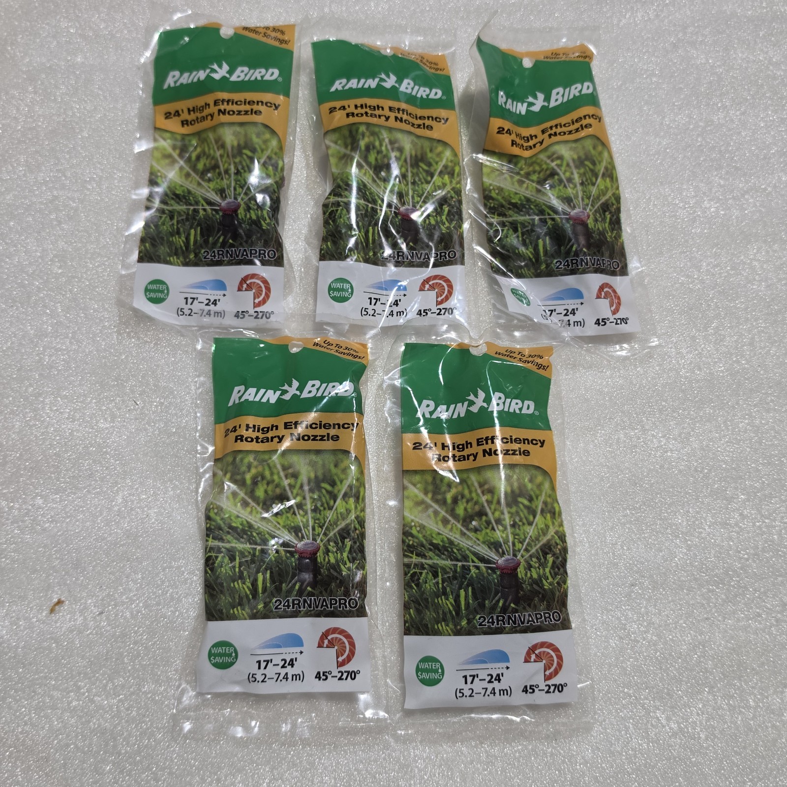 5-Rain Bird 17-24 ft. Rotary Nozzle - Adjustable Pattern- 24RNVAPRO. New Sealed gallery