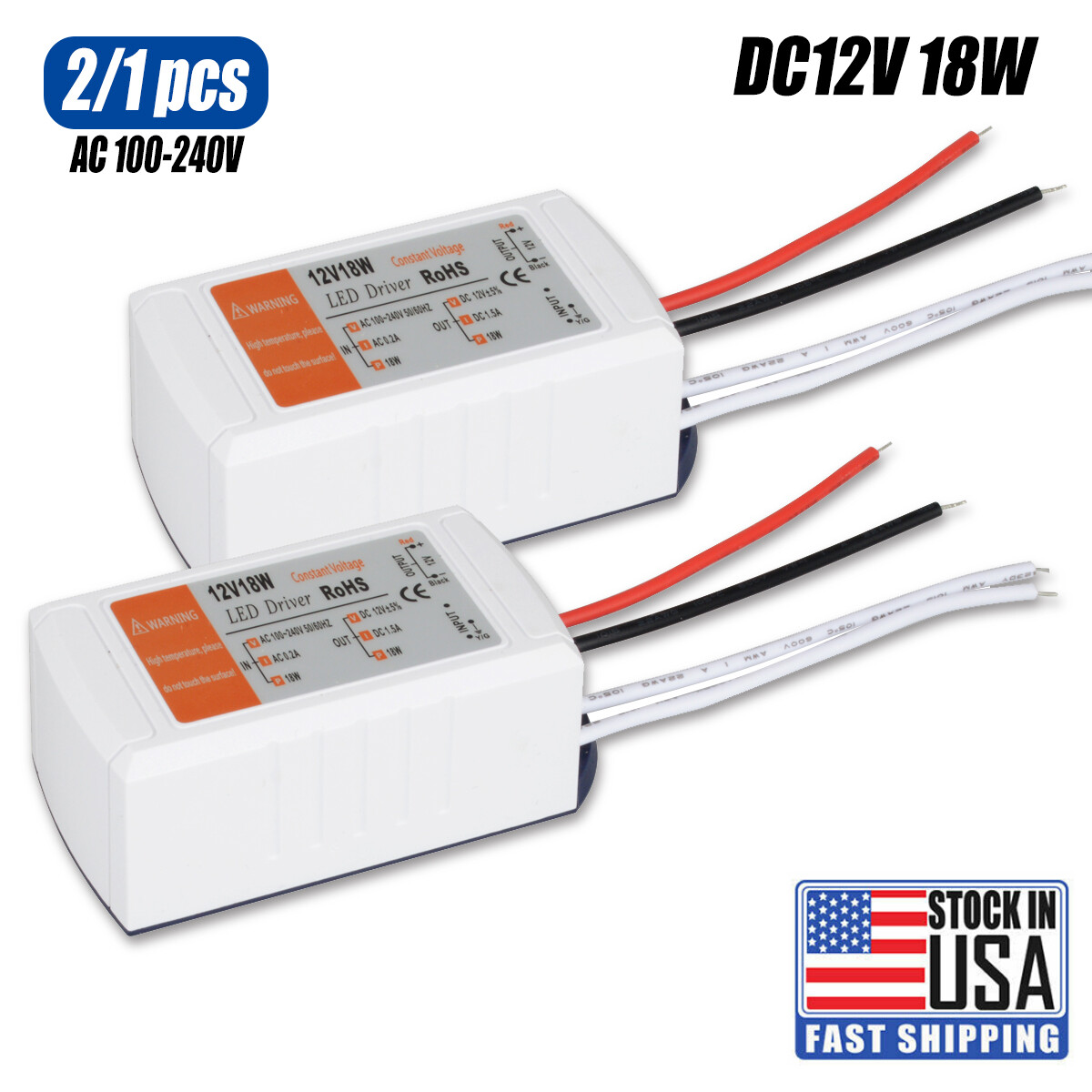 LED Driver AC 120V/240V to DC 12V Transformer Power Adapter Home Converter 18W gallery