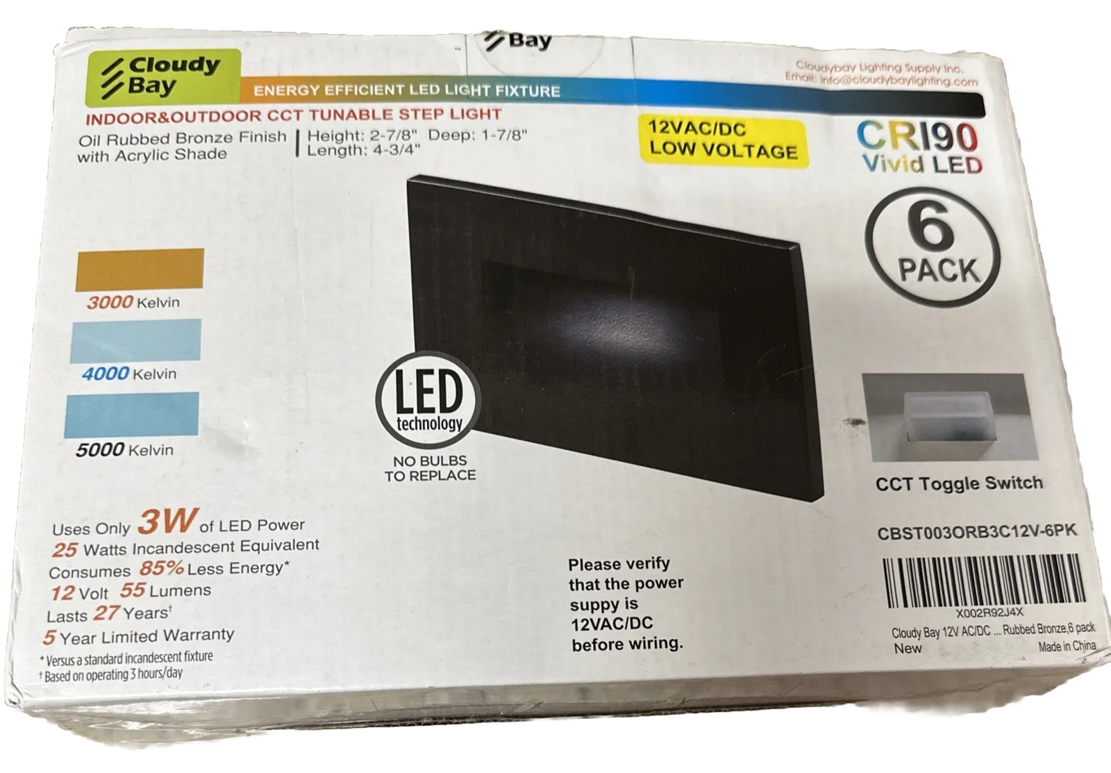 Cloudy Bay CRI90 Indoor & Outdoor CCT Tunable Step Vivid LED Lighting 6 pack gallery