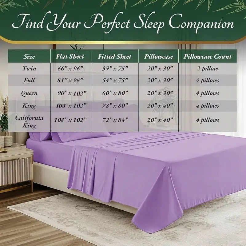Bamboo Queen Sheet Set 4/6 PCS Cooling Breathable Soft Bedding Set gallery