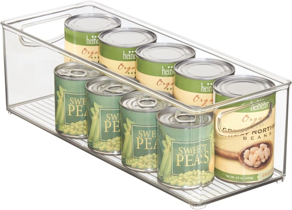 mDesign Plastic Stackable Kitchen Organizer - Storage Bin with Handles