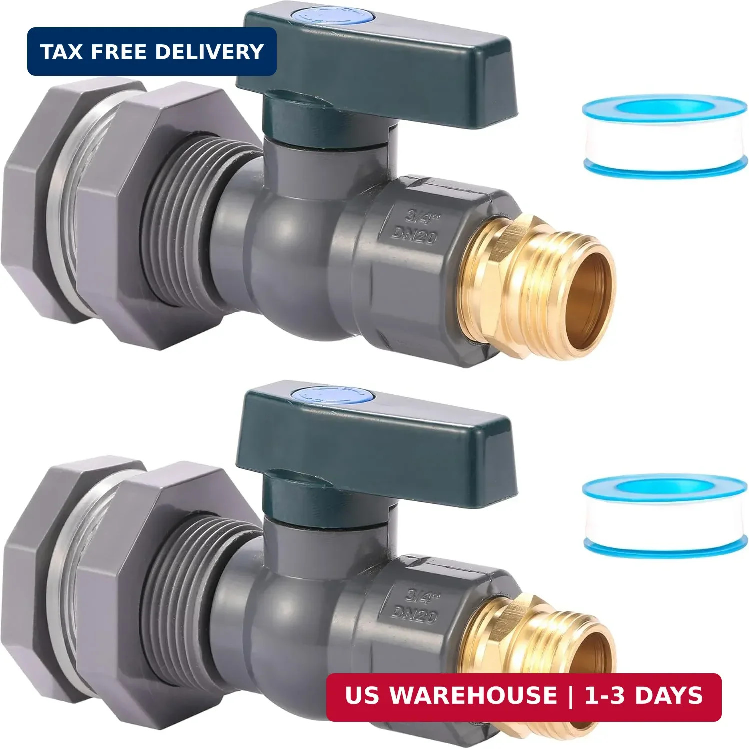 2 Set 3/4 Inch Rain Barrel Spigot Kit - BILAL Water Barrel PVC Garden Diverter K gallery