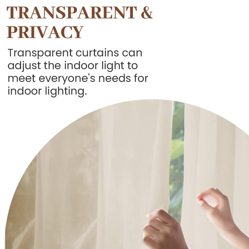 Dreaming Casa Solid Sheer Curtains 102 Inches Long Taupe Rod Pocket Voile gallery