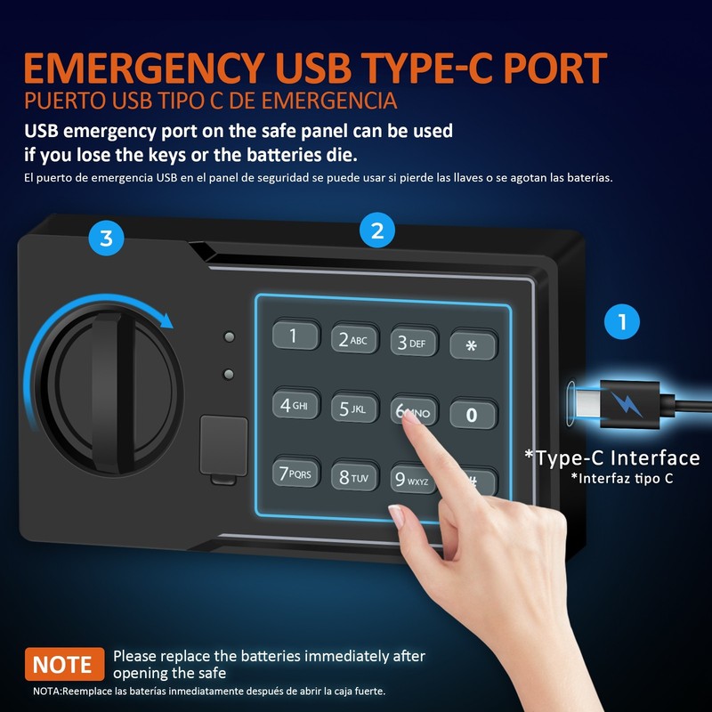 Digital Fireproof Safe Money Box Security Case Sensor Light Emergency Power Mute gallery