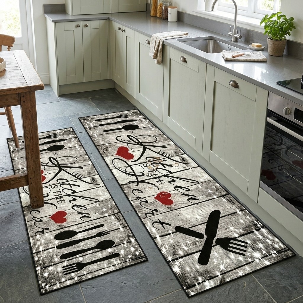 Kitchen Entryway Floor Mat American Style Wear Resistant Rug Non-slip Easy Care gallery