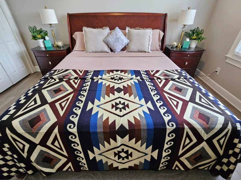 EXTRA LARGE, REVERSIBLE, ALPACA WOOL,MULTICOLOR BLANKET ECUADOR 74,8x91,33 in gallery