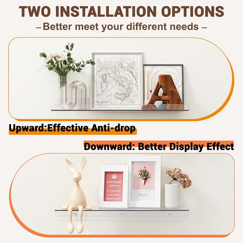 Floating Shelves for Wall Decor, 15" Extra Clear Wall Shelves for Bedroom gallery