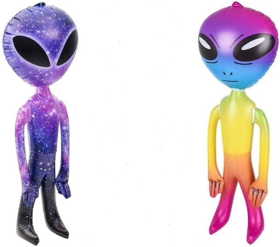 2 Alien Inflates 36 Inches Purple Galaxy and Rainbow UFO Space Party Decoration gallery