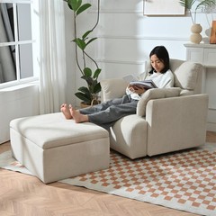 400lb Oversized Accent Chair Lounge Sofa Wide Armchair Storage Ottoman Pillow