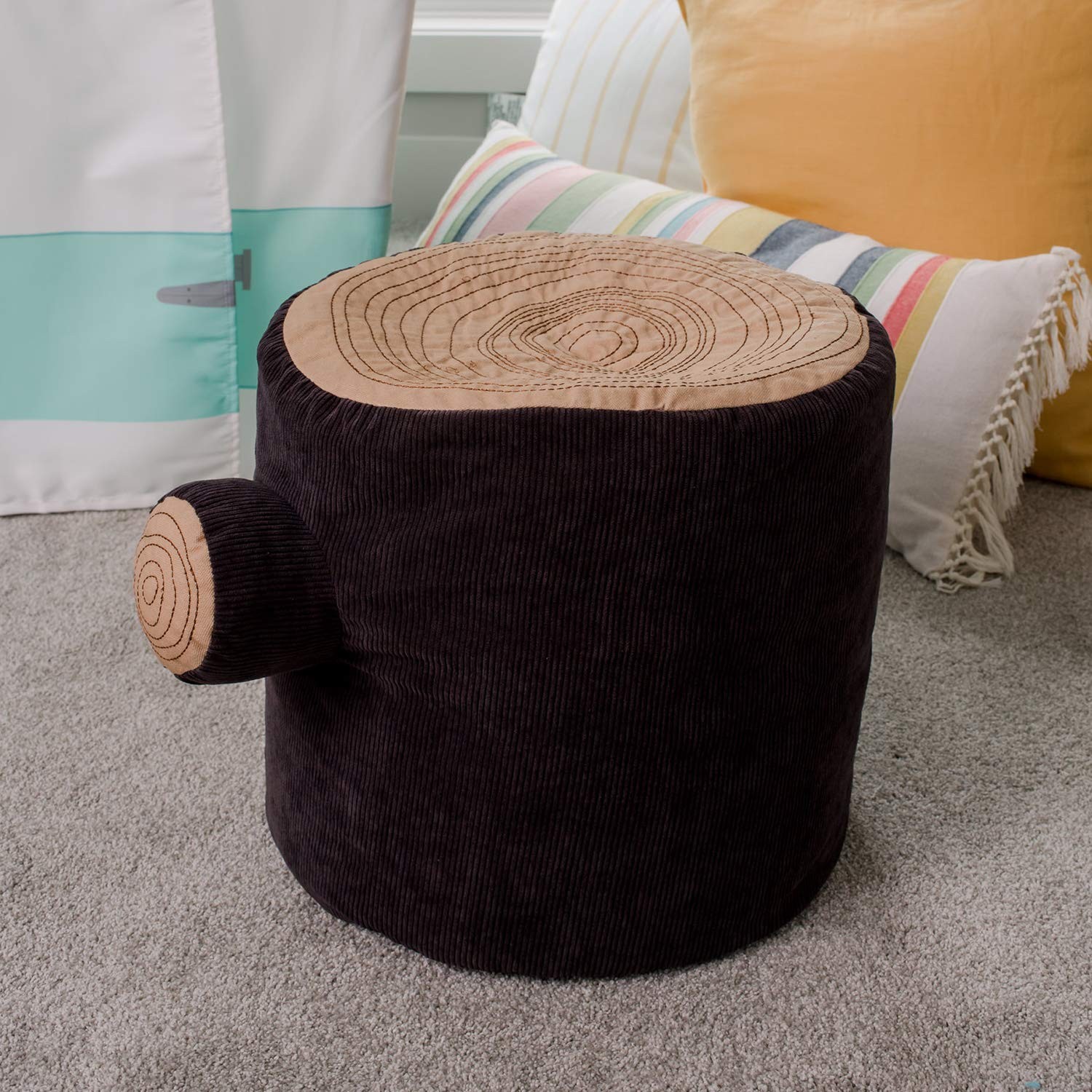 Tree Stump Stool Pouf for Ages 3+, Soft Polyester Seating for Playrooms and R... gallery