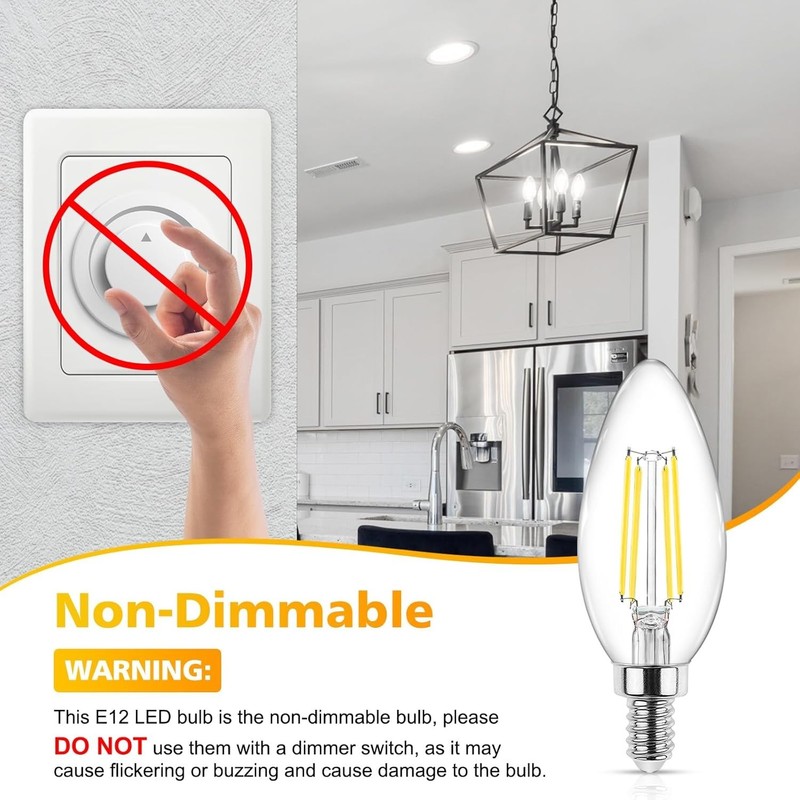 Long Lasting E12 Candelabra LED Bulbs - 550 Lumens, Daylight White (5 Pack) gallery