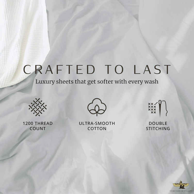 100% Egyptian Cotton Sheets Split King Size | 1200 Thread Count | CEA Gold Seal gallery