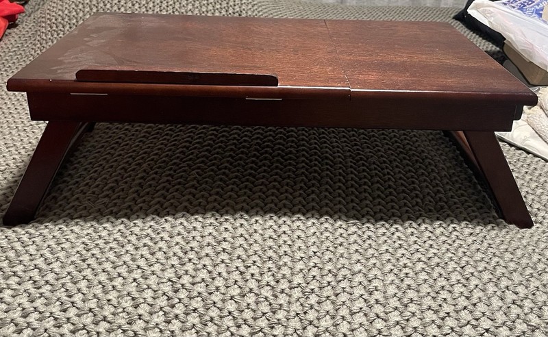Brown Dark Wood Rectangular Coffee Table 23x15x5 in w/ 1 Pull-Out Drawer gallery