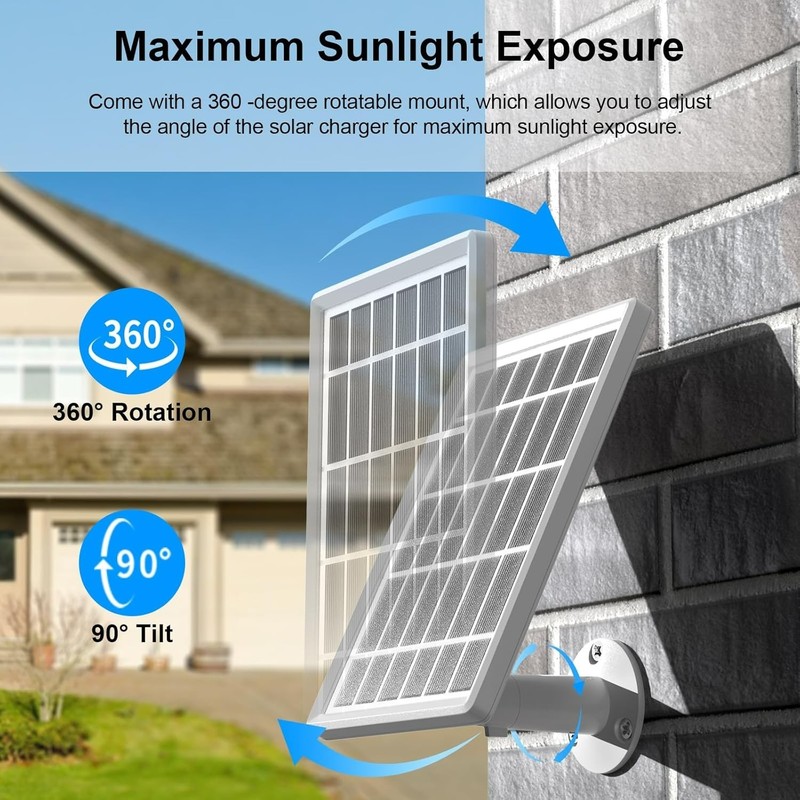 2 Pack Solar Panel Charger for Ring Camera, Panel size : 7.2 * 5 inch gallery